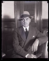 Man in a courtroom during the Asa Keyes bribery trial, Los Angeles, 1929