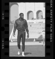 Carl Lewis during the 1984 U.S. Olympic trials at the Coliseum in Los Angeles, Calif