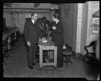 Chief Jailer Clem Peoples with convicted murderer Louis R. Payne, Los Angeles, 1935