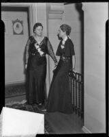 Louise Bullock (left) and Ruth Davey attend a coming out party, Los Angeles, 1934