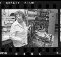 Film editor Verna Fields in her editing room in Los Angeles, Calif., 1975