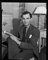 Son of London publisher Lord Beaverbrook, Max Aitken, studies newspapers in America, Los Angeles, 1936