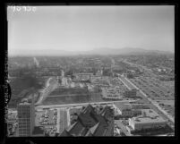 Know Your City No.201; Cityscape view looking west from the City Hall tower in Los Angeles, Calif., 1956