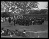 Lou Henry Hoover delivers speech at W. O. Mendenhall’s inauguration ceremony, Whittier, 1934