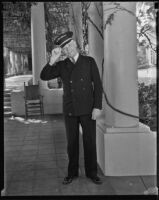 Doorman Andrew Speers holds an impressive collection of celebrity autographs, Pasadena, 1935