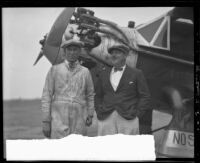 Edward Schlee and William Brock with the Bellanca monoplane "Rosemarie," San Diego, 1928