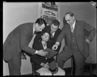 Thomas Dugger being questioned by detectives, Los Angeles, 1936