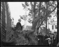 Rufus B. Von Kleinsmid speaking at a ceremony at University of Southern California, Los Angeles, 1932