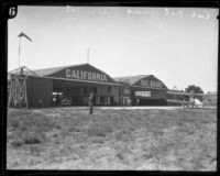 California National Guard hangars and plane, Griffith Park Airport, Los Angeles, [1928?]