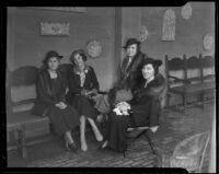 Charlotte Webber, Dorothy Rogers, Mmes. Loyola Grafe, and Frances S. Campbell prepare for an honorary membership, Los Angeles, 1936