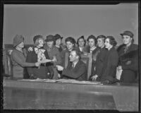 Attendees of a hearing before Deputy Labor Commissioner Johnson, Los Angeles, 1935