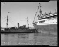 Ocean liner Virginia probably in Los Angeles Harbor, San Pedro, 1928-1938