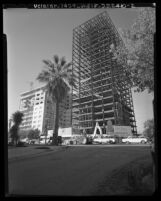 Construction of the Crown Towers high-rise apartments on Wilshire Blvd. in Westwood, Calif., 1963