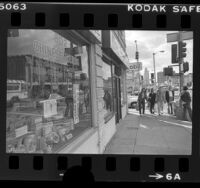 Chinatown storefronts with signs in Chinese and Vietnamese, Los Angeles, Calif., 1982