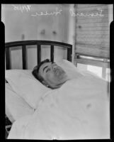 Leonard Husar recovers in bed, Los Angeles, 1935