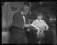 Paul Schenck questioning Anna Luther during her suit against J. F. White for breach of contract, Los Angeles, 1924