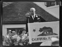 California governor James Rolph speaking at the dedication of the California Institution for Women, Tehachapi, 1932