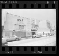 Ivar Theatre burlesque house with Hollywood branch of Los Angeles Public Library next door, Calif., 1987