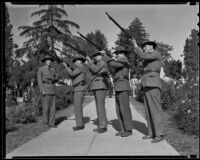 Military gun salute for Armistice Day service and veterans' rally, Sawtelle, Los Angeles, 1935