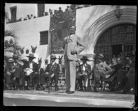 Dedication ceremony at the entrance to the Santa Barbara County Courthouse, Santa Barbara, 1929