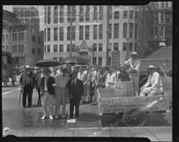 Veterans of the American Legion City Hall Post 387 with Mayor Shaw outside City Hall, Los Angeles, 1935