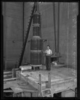 William Edeards Stephens with an atom smasher at Caltech, Pasadena, 1935