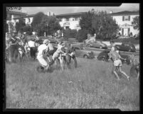 UCLA students having water fight, 1942