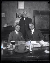 Commissioner Isador Birnbaum, Deputy Chief Cleveland Heath and Chief of Police James E. Davis, Los Angeles, 1926