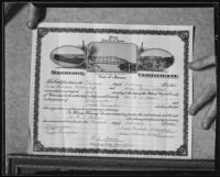 Marriage certificate of Helen Gloria Albert and "Prince" Mischale Kildischeff, Los Angeles, 1935