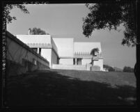 Know Your City No.98 Side view of corner of Hollyhock House, residence of Aline Barnsdall, Los Angeles, Calif