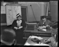 Judge Robert W. Kenny presiding over the divorce case of Marie Pergain Jennings, Los Angeles, 1933