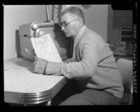 Former St. Louis Cardinals baseball player, Ernie Orsatti at home in Canoga Park, Calif., 1964