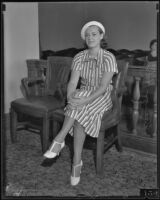 Eleanor Holm in court chamber, 1933-1937