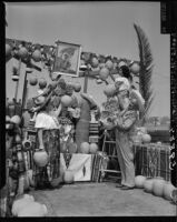 Preparing for a fiesta on Olvera Street, Los Angeles, 1949