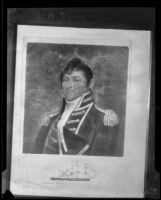 Portrait of Commodore Isaac Hull of the USF Constitution displayed aboard the ship, San Pedro, 1933