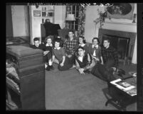 Group of high school students gather for a television party in Los Angeles, Calif., 1949