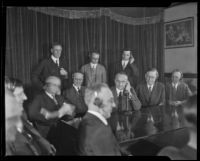 Ned R. Powley and other officials of the Southern California Telephone Company on the occasion of a historic transatlantic phone call, 1927