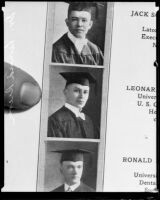 Photograph of Leonard Siever on a page from the graduation program for the University of Southern California, College of Dentistry, 1917