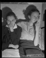 Bella Godar and Sally White, arrested for passing out strike handbills on a public street, Los Angeles, 1935