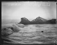 Cyclone Racer roller coaster seen from location of destroyed Pine Avenue Pier, Long Beach, 1934