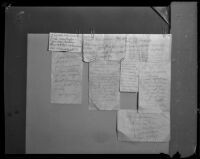 Suicide notes found on the body of A. R. Driskell, grandfather of Welby Hunt, Los Angeles, 1927-1928