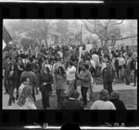 Chicano Moratorium Committee anti-war demonstrators gather