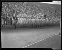 Women march in a Memorial Day parade at the Coliseum, Los Angeles, 1935