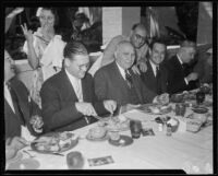 Governor Frank Merriam dining at Casa Del Rey Moro, Los Angeles, 1935