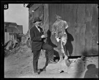 Joe Park, labor editor for the Los Angeles Times, on a story, Los Angeles, 1930s