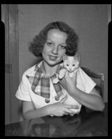 Pauline Housefeld and her cat, Los Angeles, 1935