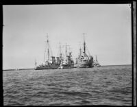 Four Naval Ships docked in San Pedro Bay, 1933