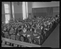 Audience at Los Angeles Times' First Annual Fashion Show, Los Angeles Times building, 1935