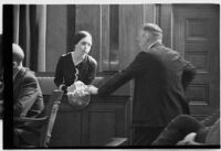 Eunice Pringle on the witness stand, Los Angeles, 1929