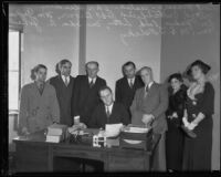 Captain Bert Massey, administrator of the Liquor Control Act in Los Angeles County, with his staff, Los Angeles, 1935